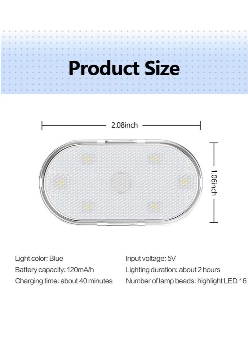 مصباح سيارة LED صغير محمول يعمل باللمس، مزود بـ 6 مصابيح LED عالية السطوع، قابل لإعادة الشحن عبر منفذ USB، مصباح طوارئ للسيارة (ضوء بنفسجي). - Image 2