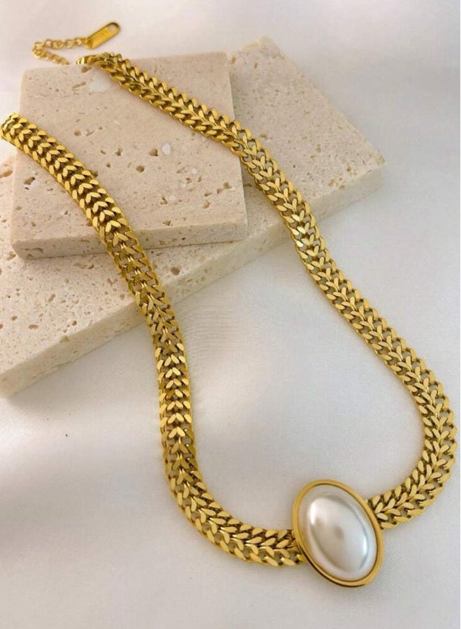 Luxury Stainless Steel Gold Plated Necklace  Earrings  Ring Jewellery Set For Women - Image 3