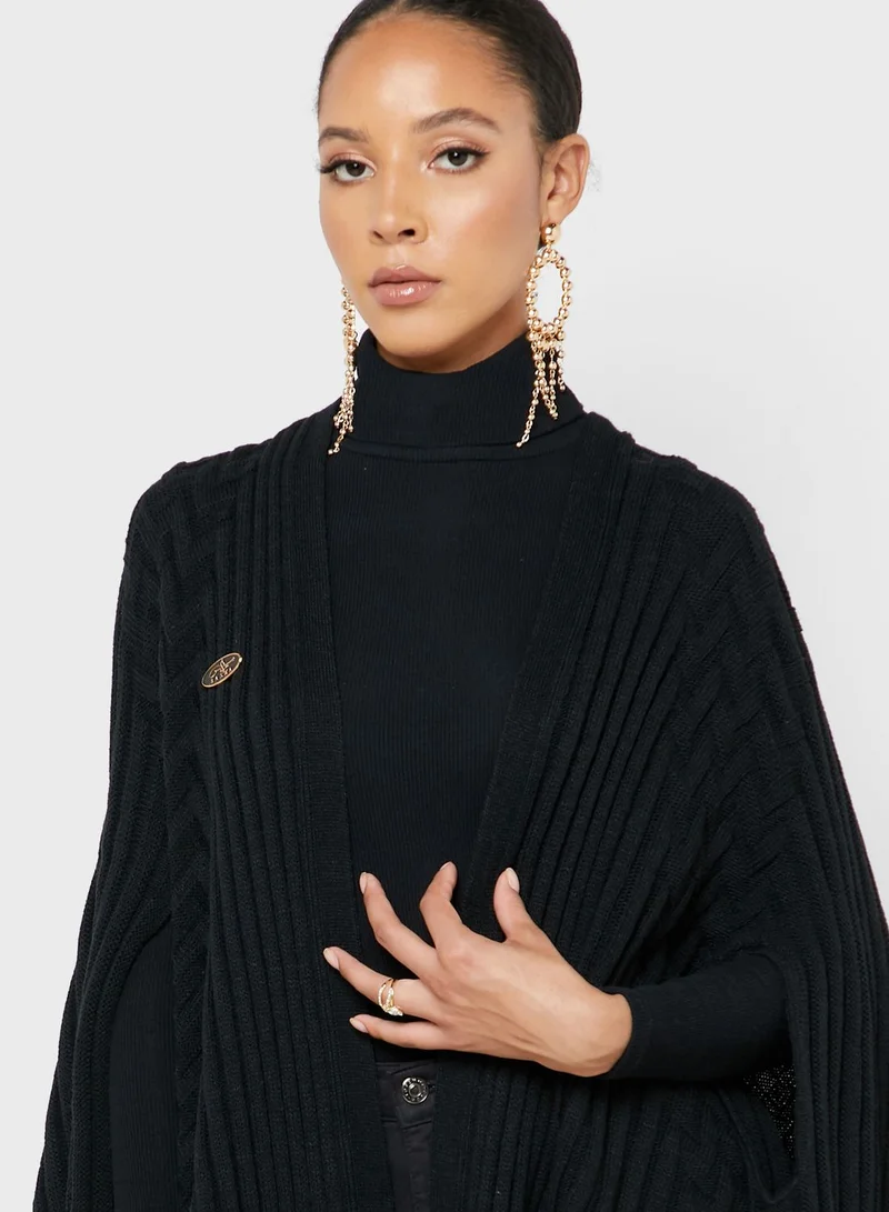 Basma Ribbed Cape Woollen Cardigan