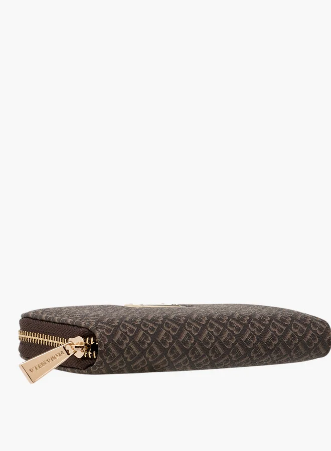 Flora Bella By Shoexpress Monogram Print Wallet with Zip Closure