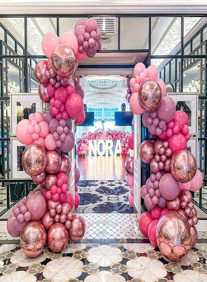 ADOINBY Pink Balloons Arch Kit, 160Pcs Hot Pink Balloon Garland Kit Metallic Rose Gold Confetti Balloons for Birthday, Princess Theme, Engagements, Galentine's Day, Valentine's Day Party Decoration - Image 5