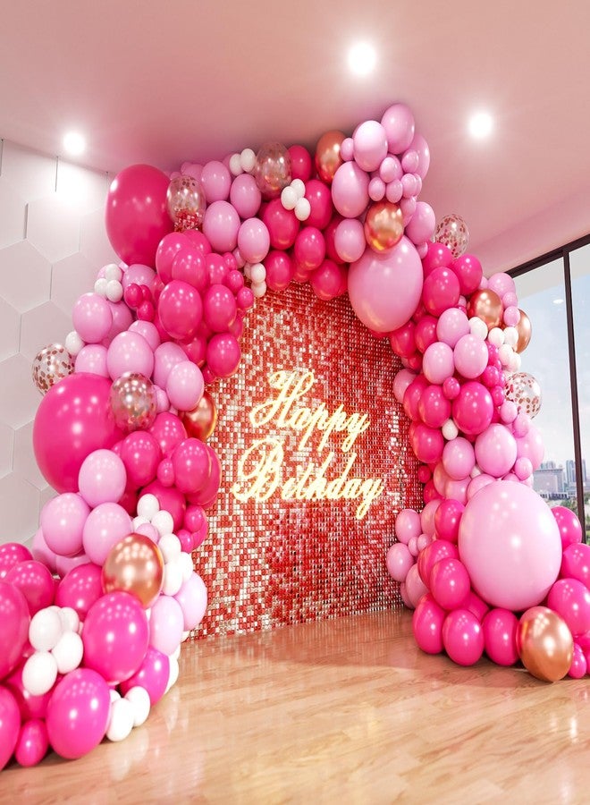 ADOINBY Pink Balloons Arch Kit, 160Pcs Hot Pink Balloon Garland Kit Metallic Rose Gold Confetti Balloons for Birthday, Princess Theme, Engagements, Galentine's Day, Valentine's Day Party Decoration - Image 1