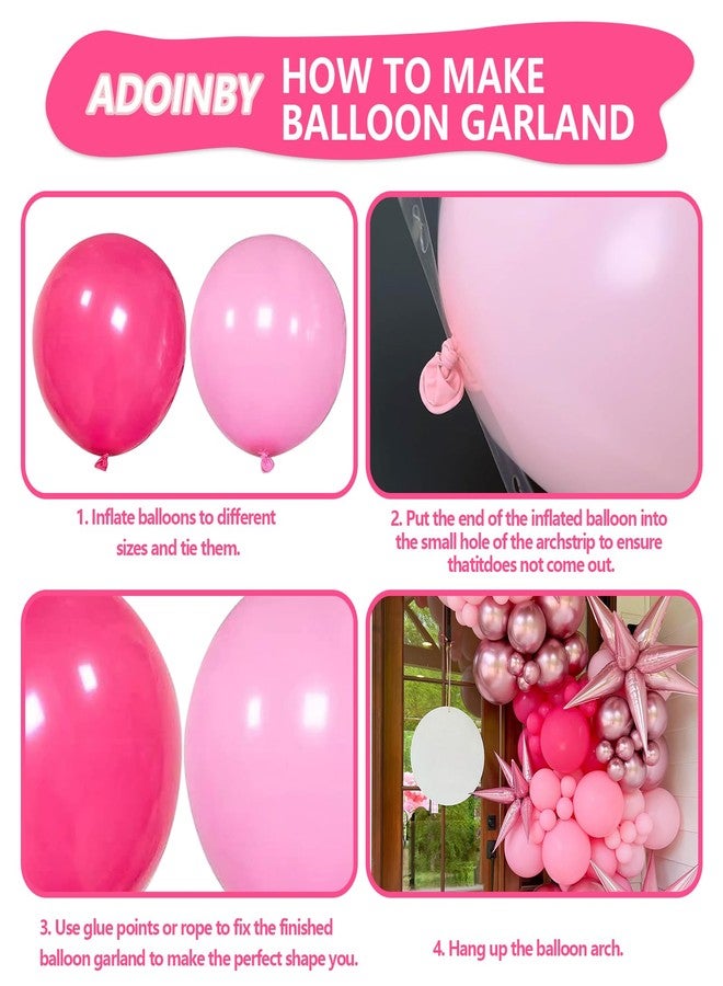 ADOINBY Pink Balloons Arch Kit, 160Pcs Hot Pink Balloon Garland Kit Metallic Rose Gold Confetti Balloons for Birthday, Princess Theme, Engagements, Galentine's Day, Valentine's Day Party Decoration - Image 3