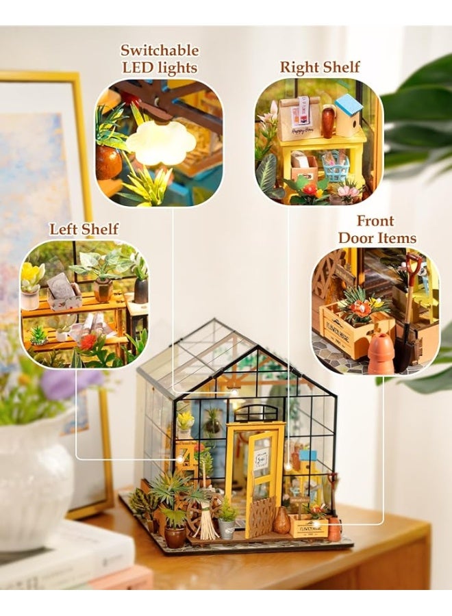 RoWood Miniature House Kit, DIY Miniature Dollhouse Kits for Adults, Mayberry Street Miniatures, Crafts for Adults Teens Kids, Gifts on Birthday Christmas - Cathy's Flower House - Image 2
