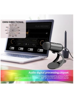 Generic USB Computer Microphone, Podcast Mic Desktop with Mute Button for Recording Streaming, Omnidirectional Condenser, Plug&Play Stand with Volume Control for PC, Laptop, Mac, YouTube  - Image 5