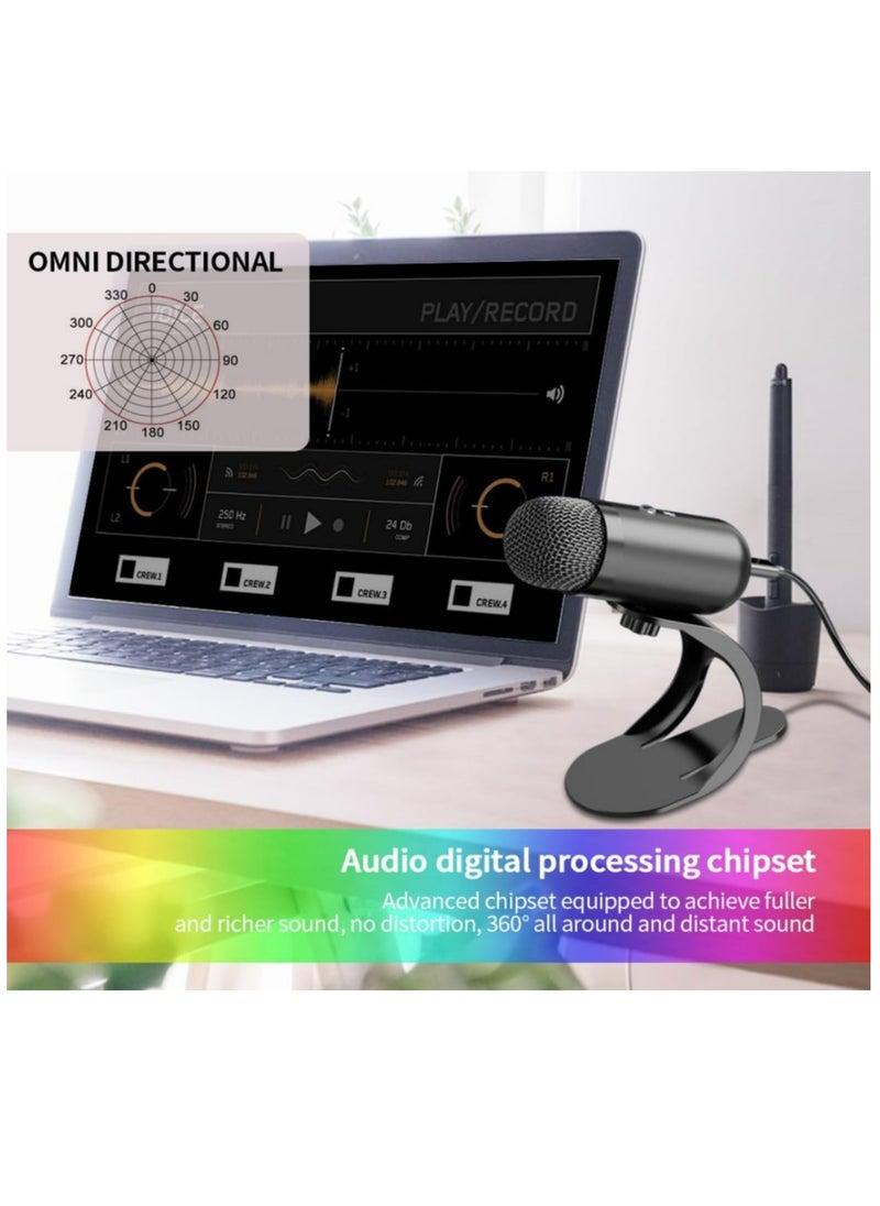 Generic - USB Computer Microphone, Podcast Mic Desktop with Mute Button for Recording Streaming, Omnidirectional Condenser, Plug&Play Stand with Volume Control for PC, Laptop, Mac, YouTube - Image 1