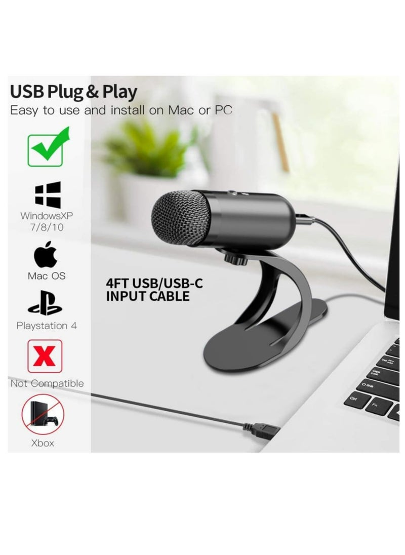 Generic - USB Computer Microphone, Podcast Mic Desktop with Mute Button for Recording Streaming, Omnidirectional Condenser, Plug&Play Stand with Volume Control for PC, Laptop, Mac, YouTube - Image 1