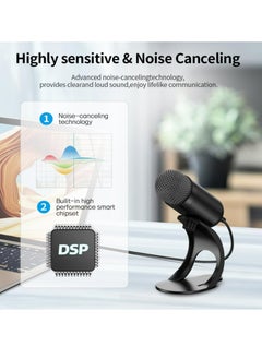 Generic USB Computer Microphone, Podcast Mic Desktop with Mute Button for Recording Streaming, Omnidirectional Condenser, Plug&Play Stand with Volume Control for PC, Laptop, Mac, YouTube  - Image 3