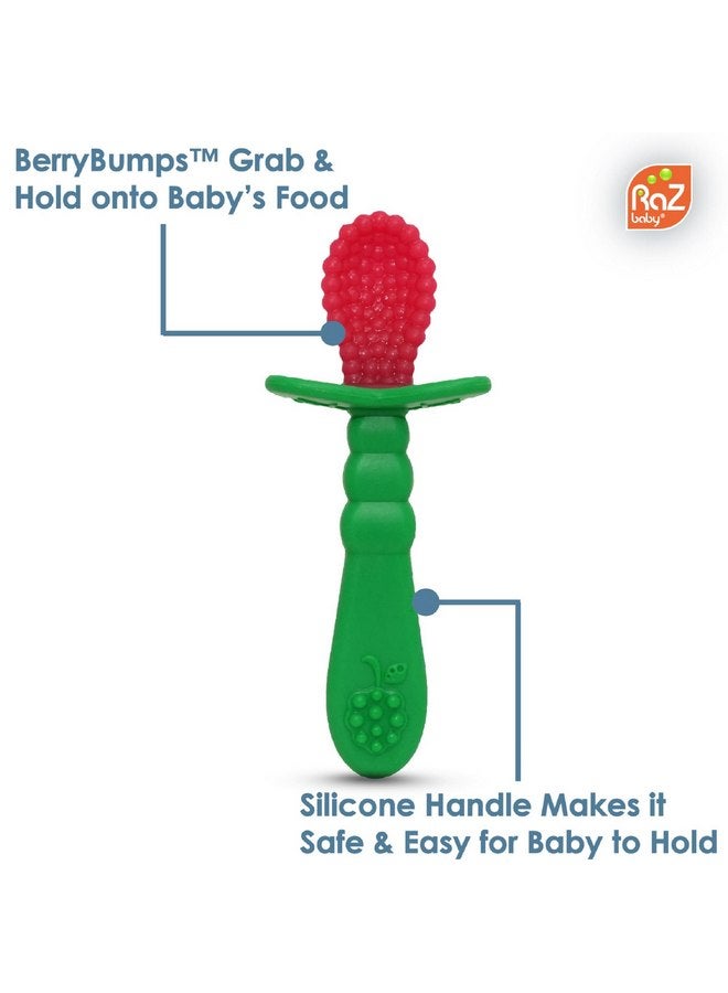 RaZbaby RaZberry Infant Training Spoon, 6m+ (Red & Blue, 2 Count (Pack of 1)) - Image 2