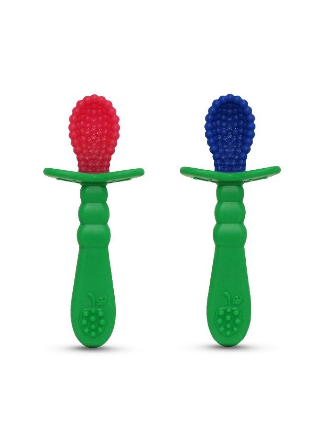 RaZbaby RaZberry Infant Training Spoon, 6m+ (Red & Blue, 2 Count (Pack of 1)) - Image 1