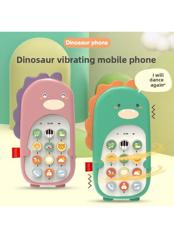 Baby Intelligence Bilingual Dinosaur Vibration Mobile Phone Can Bite Silicone Baby Early Education Simulation Phone Toy Small Mobile Phone-Color:Coral Powder - Image 2