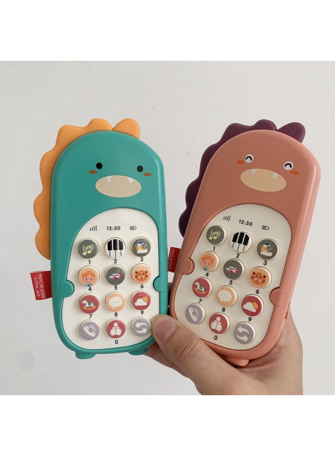 Baby Intelligence Bilingual Dinosaur Vibration Mobile Phone Can Bite Silicone Baby Early Education Simulation Phone Toy Small Mobile Phone-Color:Coral Powder - Image 3