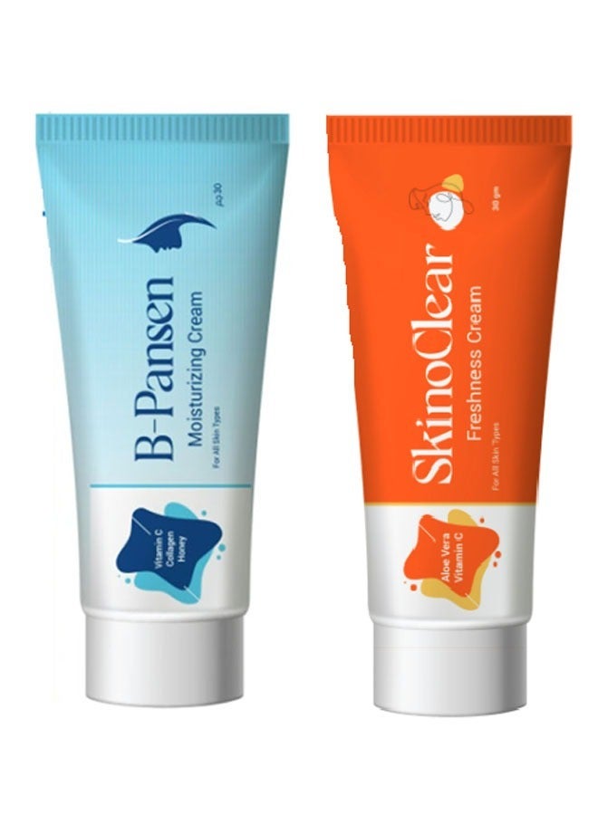 B-Pansen Moisturizing Cream For All Skin Types 30gm + Skinoclear Freshness Cream For All Skin Types 30 Grams - Image 1