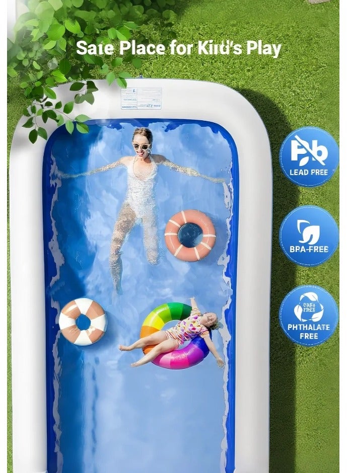 Paka Rabbit Rectangle Shape Inflatable Swimming Pool, 180*130*56CM Thickened Paddling Pool with Inflatable Safety Bubble Bottom, Durable Multifunctional Blow up Pool, Family Lounge Pool, Ideal Choice for Indoor Entertainment and Outdoor Activities - Image 2