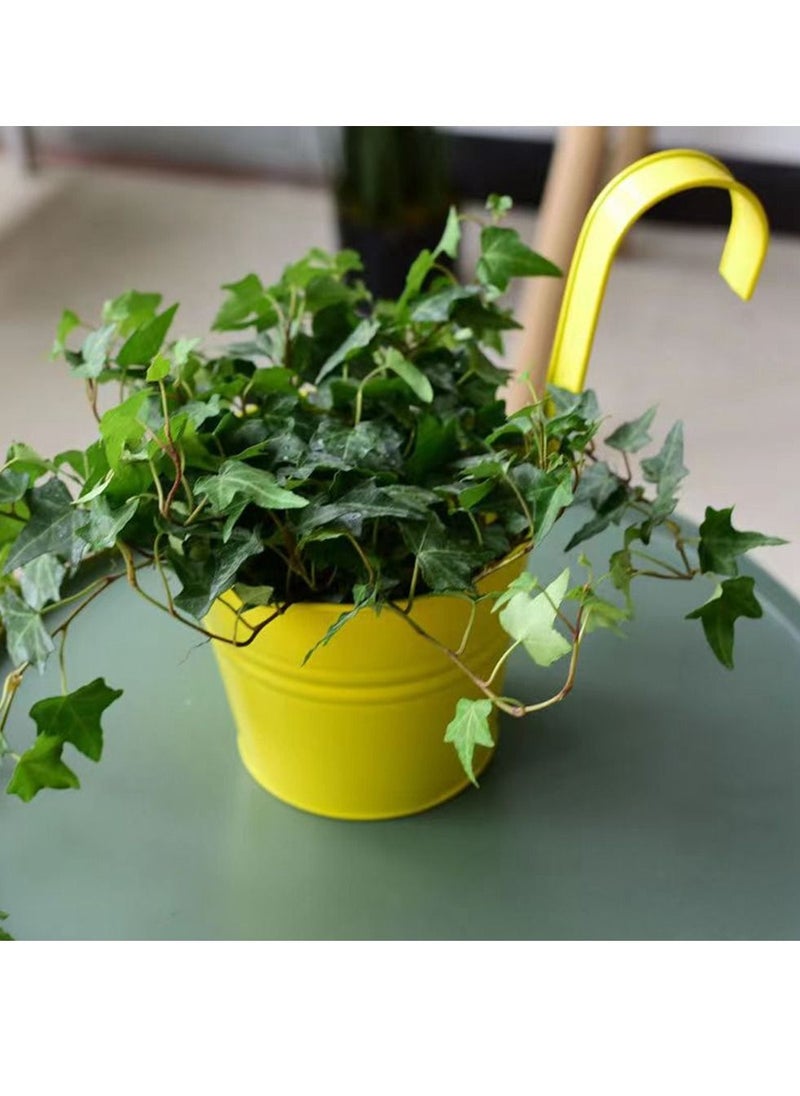 HomarKet - 10pcs Iron Hanging Flower Pot Balcony Planter Metal Bucket Holder with Detachable Hook and Drainage Hole for Railing Fence Bucket Pots Hanger Planter for Home Decor - Image 1