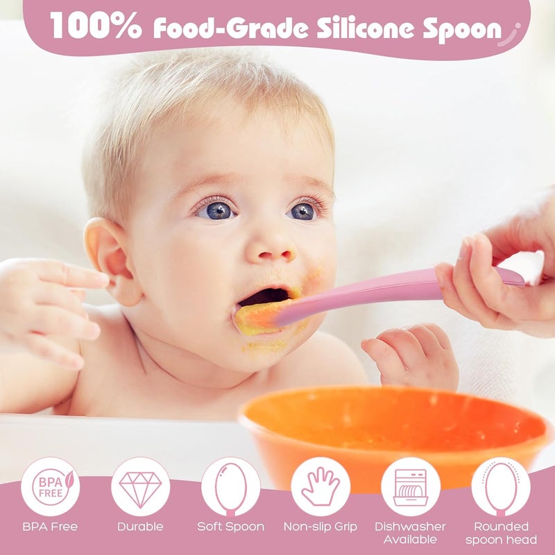 ME.FAN MEFAN Silicone Baby Spoons  6 Pack Feeding Spoons for First Stage Baby  Infant Toddlers Bright Color - Image 4