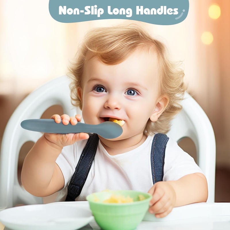 ME.FAN MEFAN Silicone Baby Spoons  6 Pack Feeding Spoons for First Stage Baby  Infant Toddlers Bright Color - Image 5