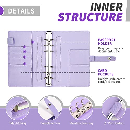 Onlyesh Budget Binder with Zipper Envelopes,Cash Envelopes for Budgeting,Money Organizer for Cash,Budget Binder with Cash Envelopes,28Pcs(Purple) - Image 3