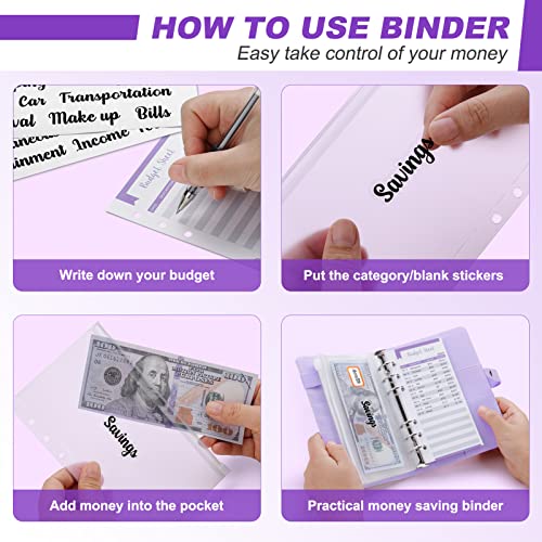 Onlyesh Budget Binder with Zipper Envelopes,Cash Envelopes for Budgeting,Money Organizer for Cash,Budget Binder with Cash Envelopes,28Pcs(Purple) - Image 5