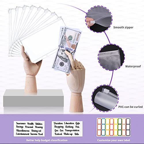 Onlyesh Budget Binder with Zipper Envelopes,Cash Envelopes for Budgeting,Money Organizer for Cash,Budget Binder with Cash Envelopes,28Pcs(Purple) - Image 4
