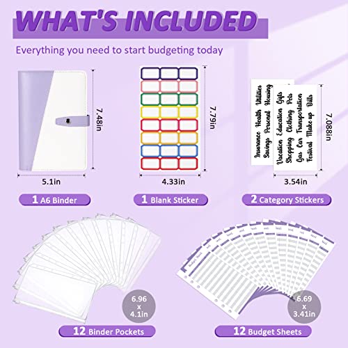 Onlyesh Budget Binder with Zipper Envelopes,Cash Envelopes for Budgeting,Money Organizer for Cash,Budget Binder with Cash Envelopes,28Pcs(Purple) - Image 2