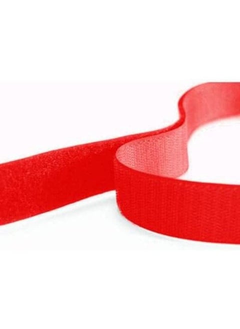 Colored Nylon Scotch Velcro Hook and Loop Tape without Glue Magic Tape for Sew on Belts Accessories (Red)