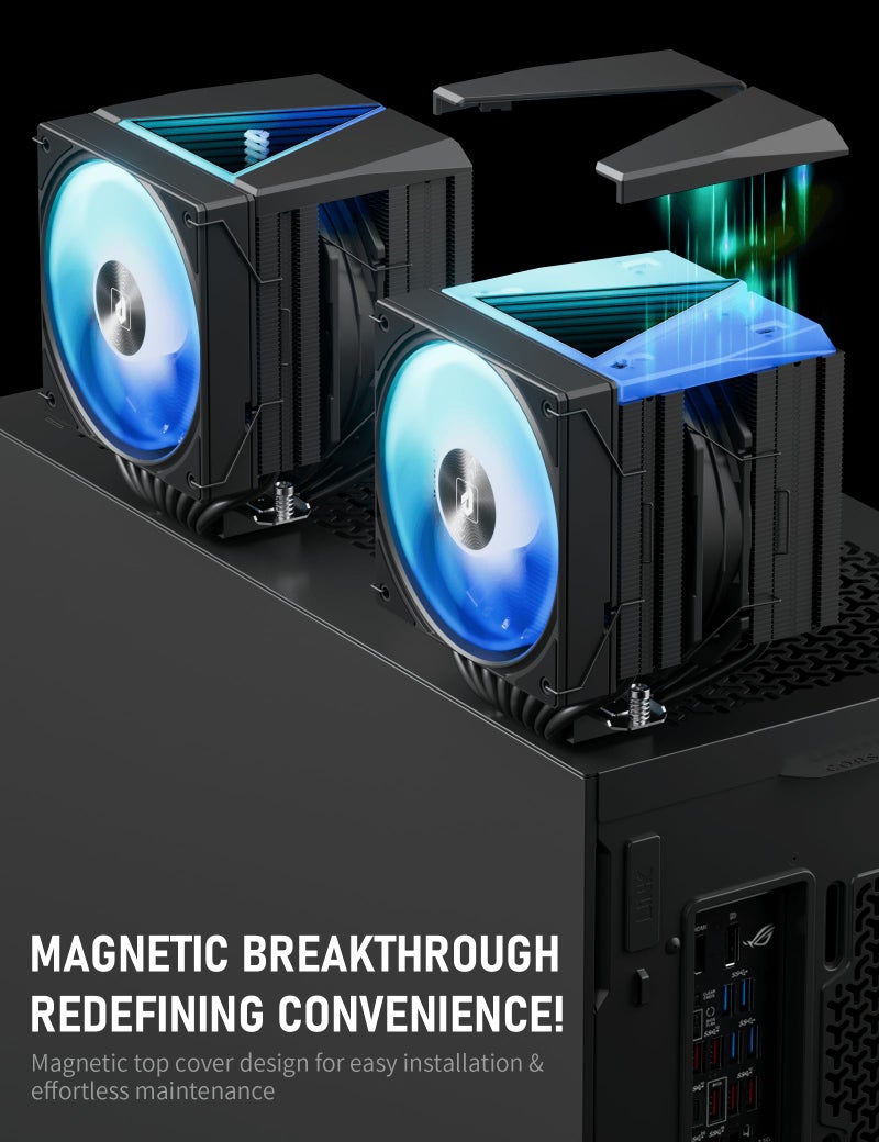upHere CPU Cooler Air,Dual Tower Cooler with 120mm ARGB PWM Fan,8 Heat Pipes for Intel LGA 1851/1700/2011/2066/115X,AM5/AM4/AM3,Black,UE2 Elite KC8C - Image 3