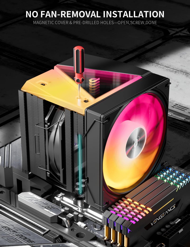 upHere CPU Cooler Air,Dual Tower Cooler with 120mm ARGB PWM Fan,8 Heat Pipes for Intel LGA 1851/1700/2011/2066/115X,AM5/AM4/AM3,Black,UE2 Elite KC8C - Image 4