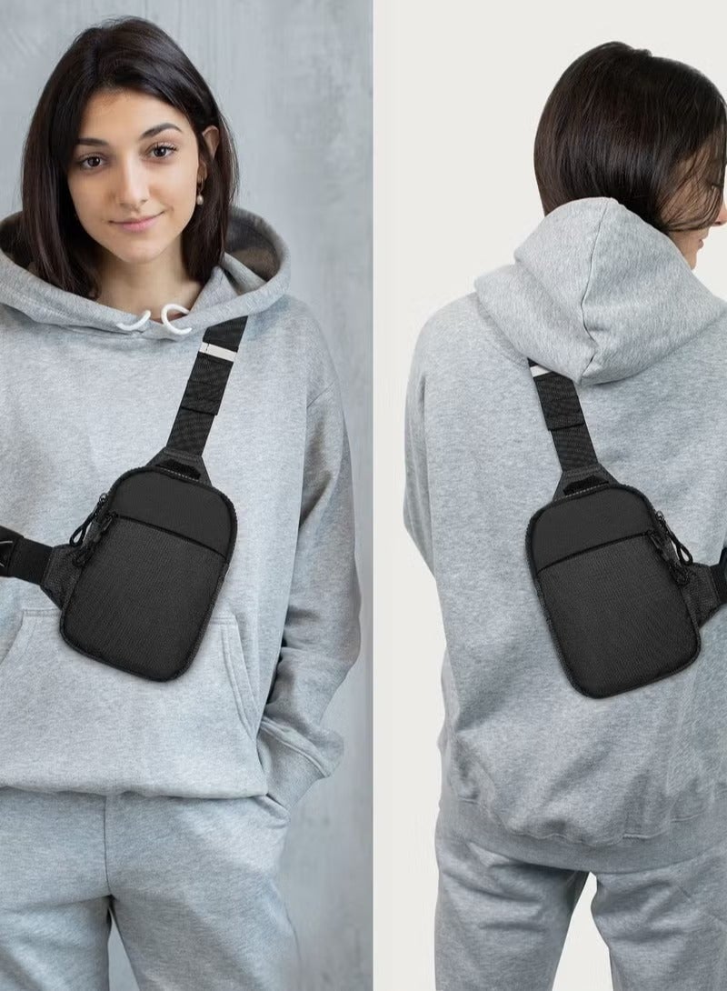 حقيبة للرجال مقاومة للماء وحقائب كروسبودي وحقائب صدر مع حزام كتف قابل للتعديل للسفر والرياضة والتخييم (أسود) - Image 2