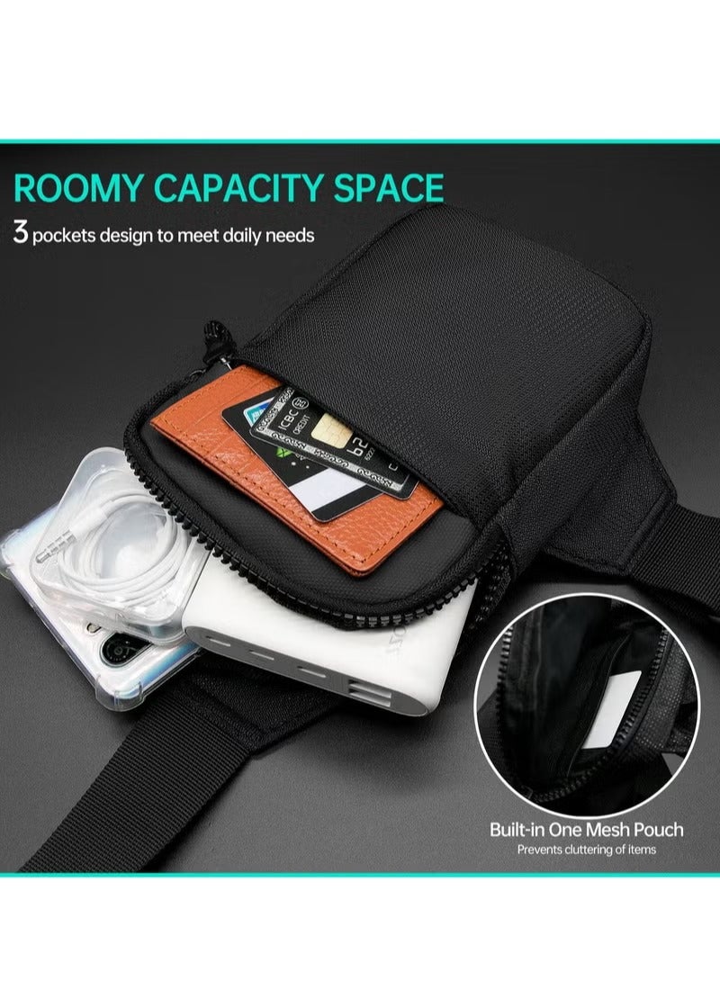 حقيبة للرجال مقاومة للماء وحقائب كروسبودي وحقائب صدر مع حزام كتف قابل للتعديل للسفر والرياضة والتخييم (أسود) - Image 4