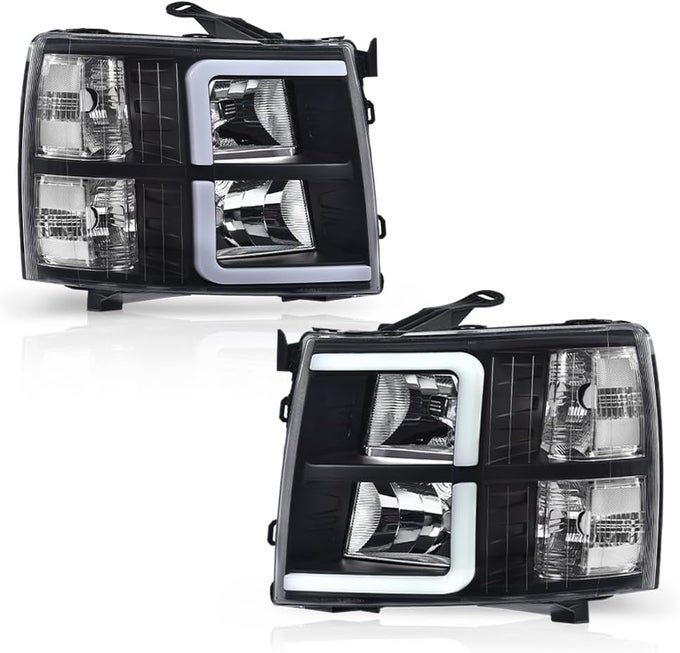 Led Drl Tube Projector Headlights For Chevy Silverado 1500/2500/3500 (2007-2014)