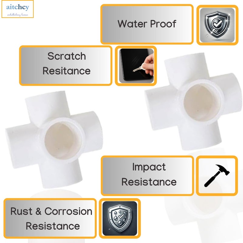 aitchcy 5 Way PVC Elbow 20mm | 5Way elbow for PVC pipe having Outer Diameter of 20mm or 21mm | PVC Pipe Joint | Five way Connector for Furnitures & Structures | 5 side Connectors (20 mm 4pc Pack) - Image 5