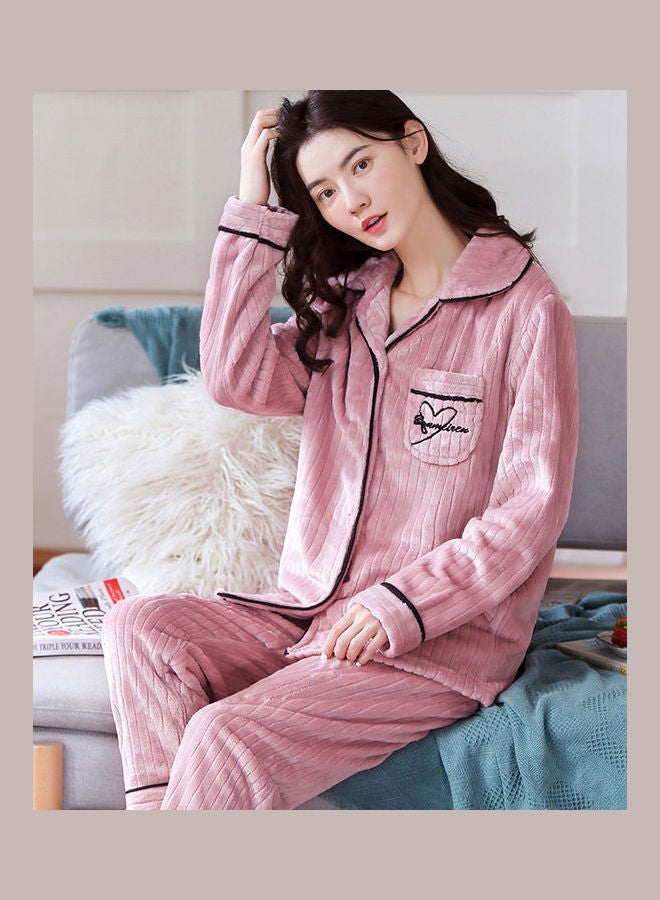 NIBEMINENT 2-Piece Long Sleeves Pyjama Set Pink - Image 1