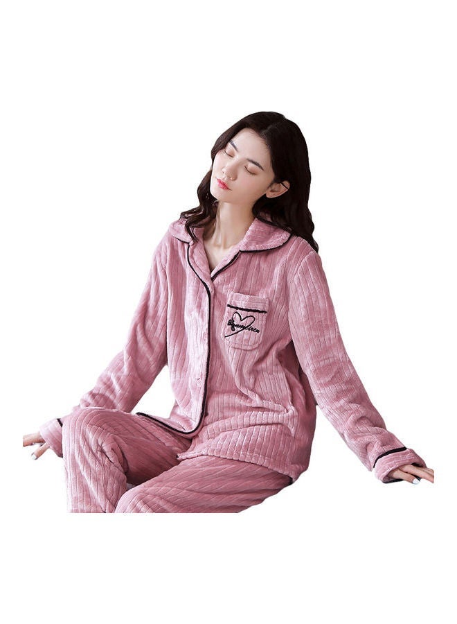 NIBEMINENT 2-Piece Long Sleeves Pyjama Set Pink - Image 2