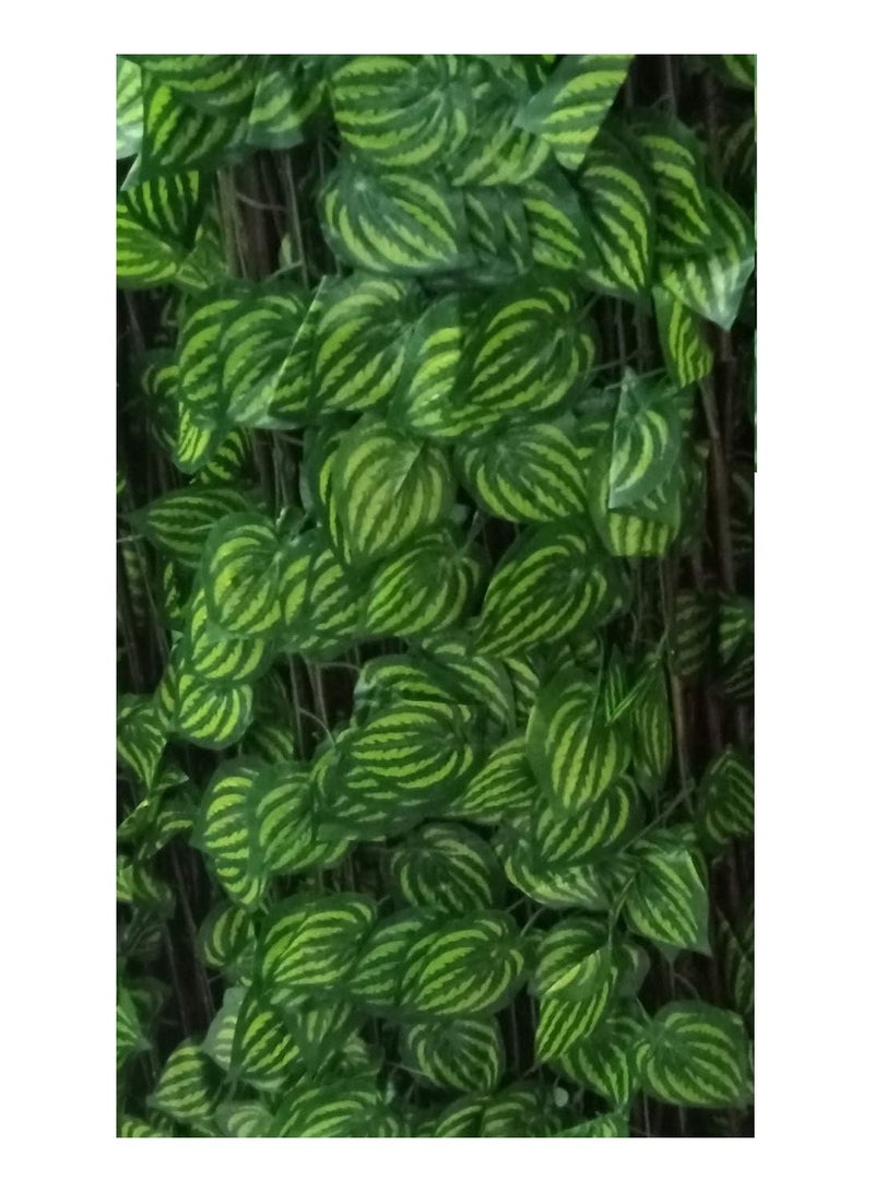 BLOOMING TIME Expandable Wooden Fence With Artificial Faux Plant Leaves Green/Brown  - Image 2