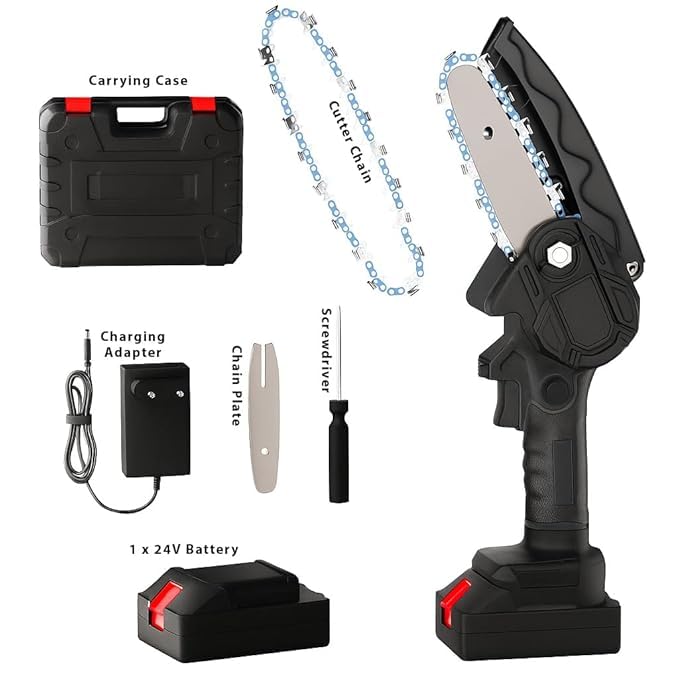 Shopper52 Cordless Mini Chainsaw for wood cutting| 21V Battery |One Hand Lightweight| Battery Powered | Wood Cutting | Tree Trimming | Chainsaw Machine - Image 4
