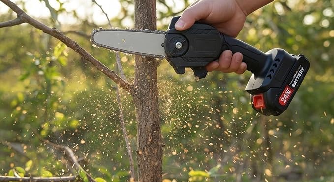 Shopper52 Cordless Mini Chainsaw for wood cutting| 21V Battery |One Hand Lightweight| Battery Powered | Wood Cutting | Tree Trimming | Chainsaw Machine - Image 3