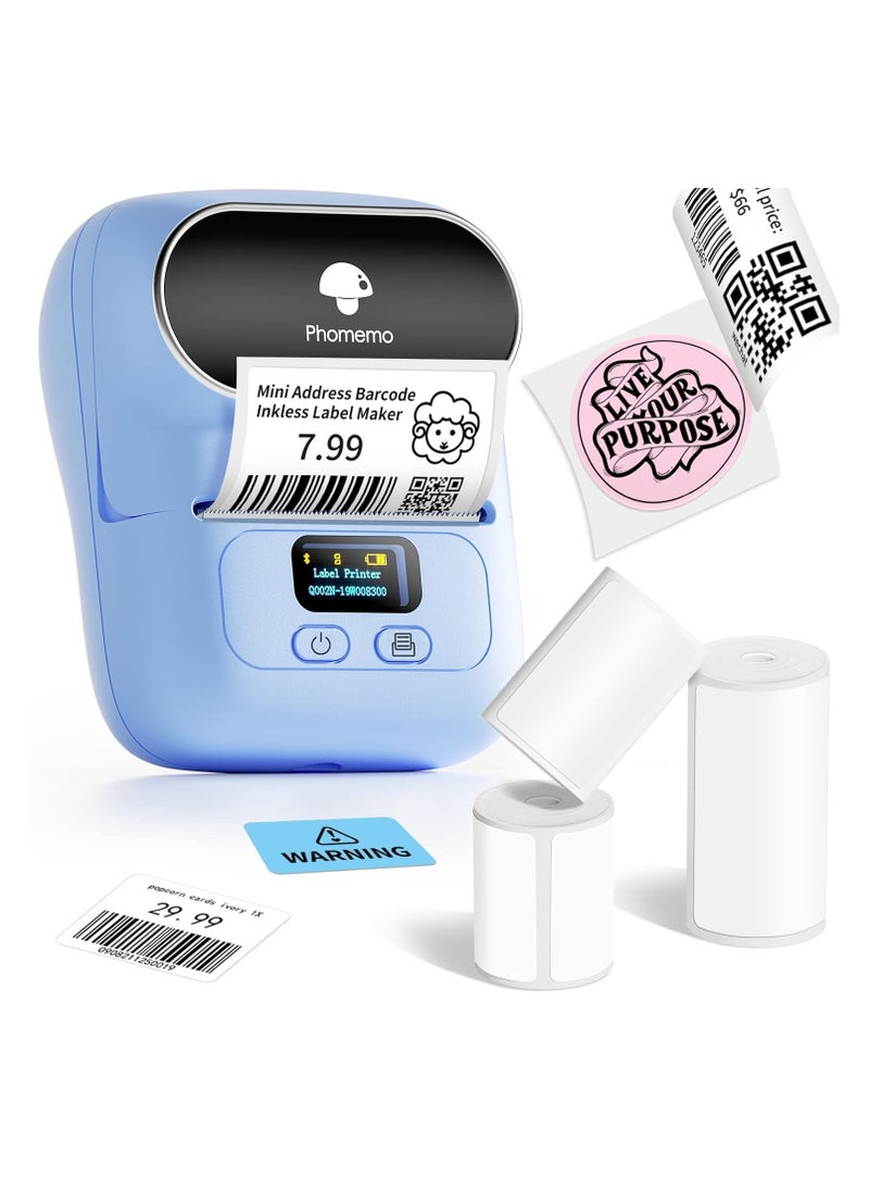 phomemo M110 Label Printer Portable Bluetooth Thermal Mini Label Maker Printer Apply to Labeling Compatible with Android & iOS System With 1 40×30mm Label White - Image 1