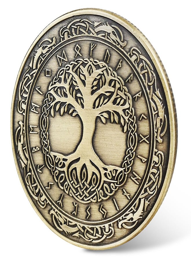 IELCJJ Viking Yggdrasil Coin - Viking Runes Tree of Life Coin - Norse Mythology Protective Talisman Amulet - Viking Gifts for Men Women - Image 4