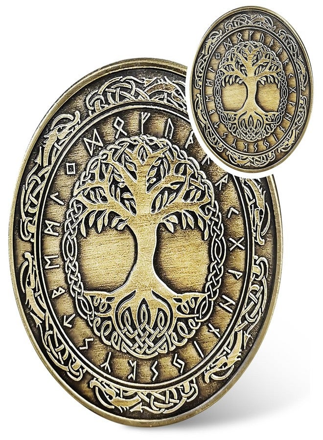 IELCJJ Viking Yggdrasil Coin - Viking Runes Tree of Life Coin - Norse Mythology Protective Talisman Amulet - Viking Gifts for Men Women - Image 1
