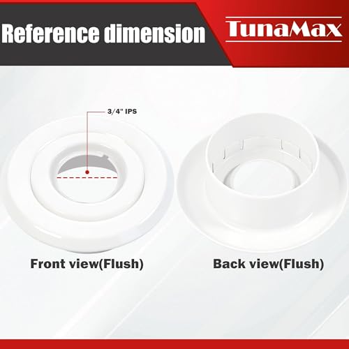TunaMax (6 Pack) 3/4" IPS Fire Sprinkler Escutcheons Standard Sprinkler Head Cover Plate Trim Ring White - Image 2