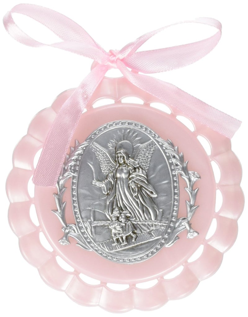 Roman Giftware Inc., Children's Gifts, New Baby, 4.25" H Pink Cradle Medal,Religious, Inspirational, Durable (4x1x4) - Image 2