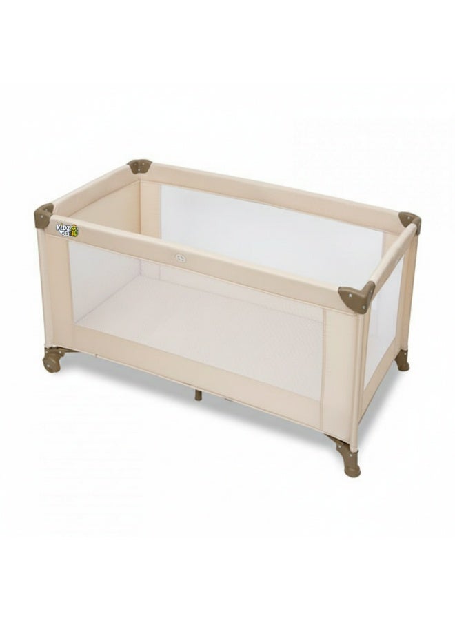 kidz Era Portable playpen and bassinet with front wheels for easy movement, mattress and carrying bag - easy to fold, full mesh ventilation, travel safe - Image 5