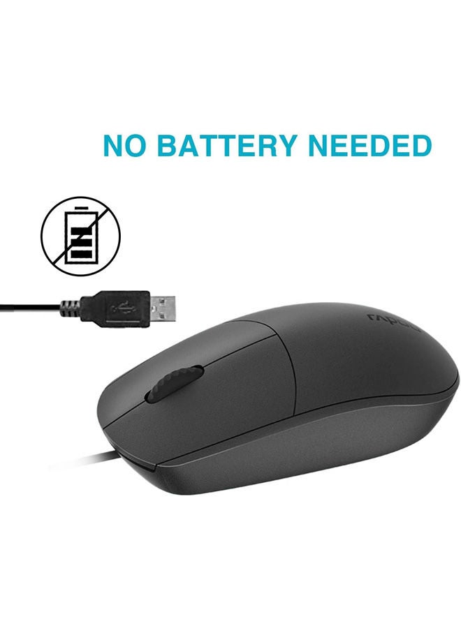 Rapoo N100 Wired Optical Mouse Black - Image 4