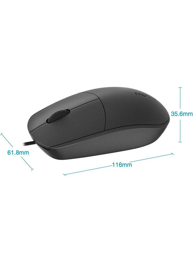 Rapoo N100 Wired Optical Mouse Black - Image 3