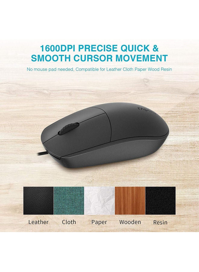 Rapoo N100 Wired Optical Mouse Black - Image 5