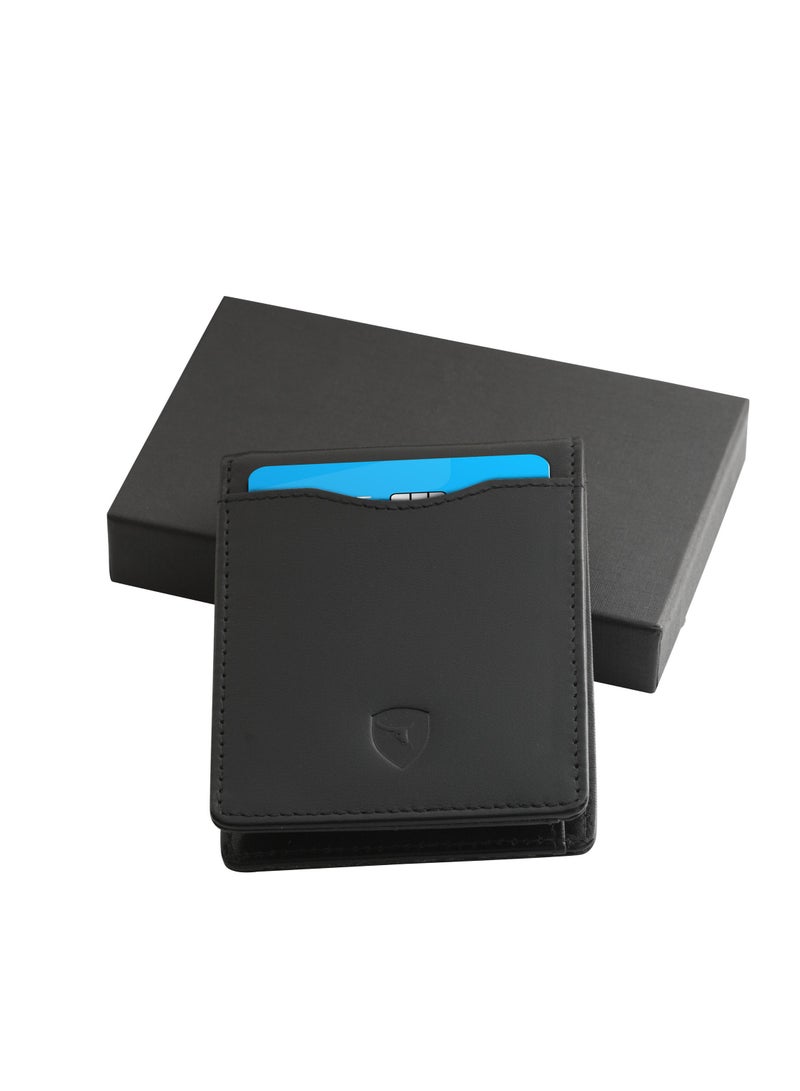 سكينزبي محافظ نحيفة للرجال ثنائية الطي مع حماية RFID أسود بسيط  - Image 4