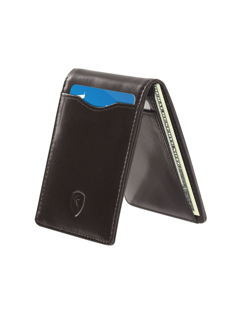 سكينزبي محافظ نحيفة للرجال ثنائية الطي مع حماية RFID أسود بسيط  - Image 1