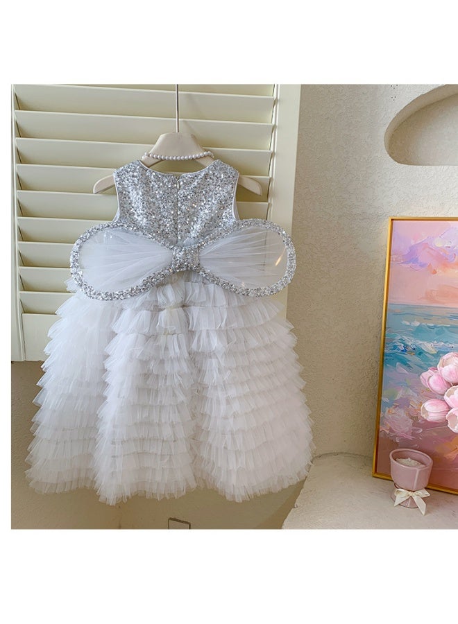 Girls Summer Sequins Western Style Sleeveless Wings Detachable Princess Dress - Image 5