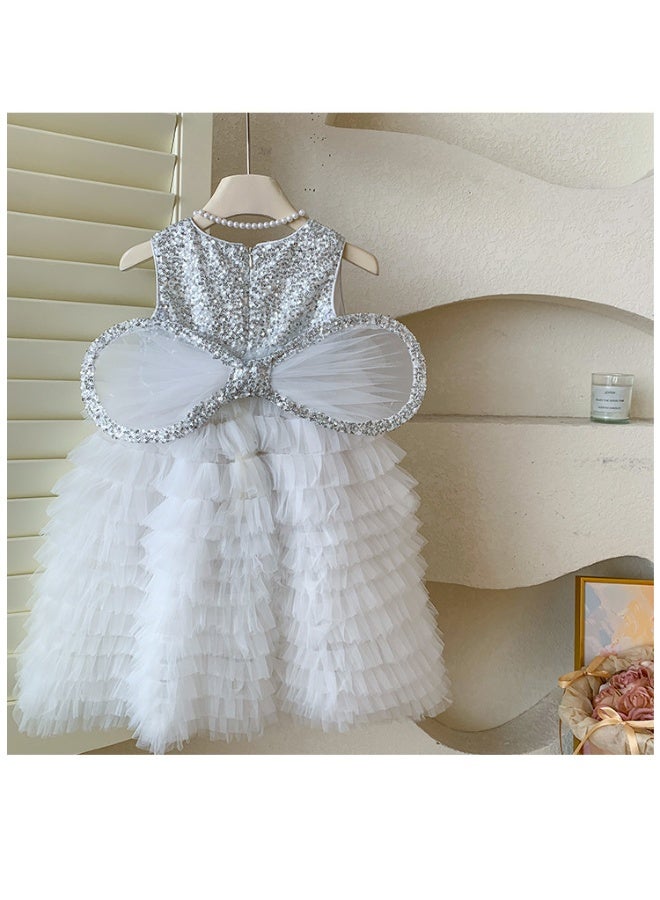 Girls Summer Sequins Western Style Sleeveless Wings Detachable Princess Dress - Image 3